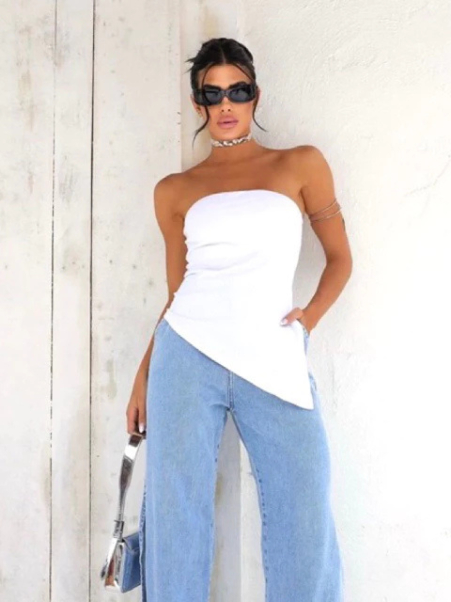 Blusa Feminina Tomara Que Caia Assimétrica Com Bojo O Ponto Alto Da Moda Moderna