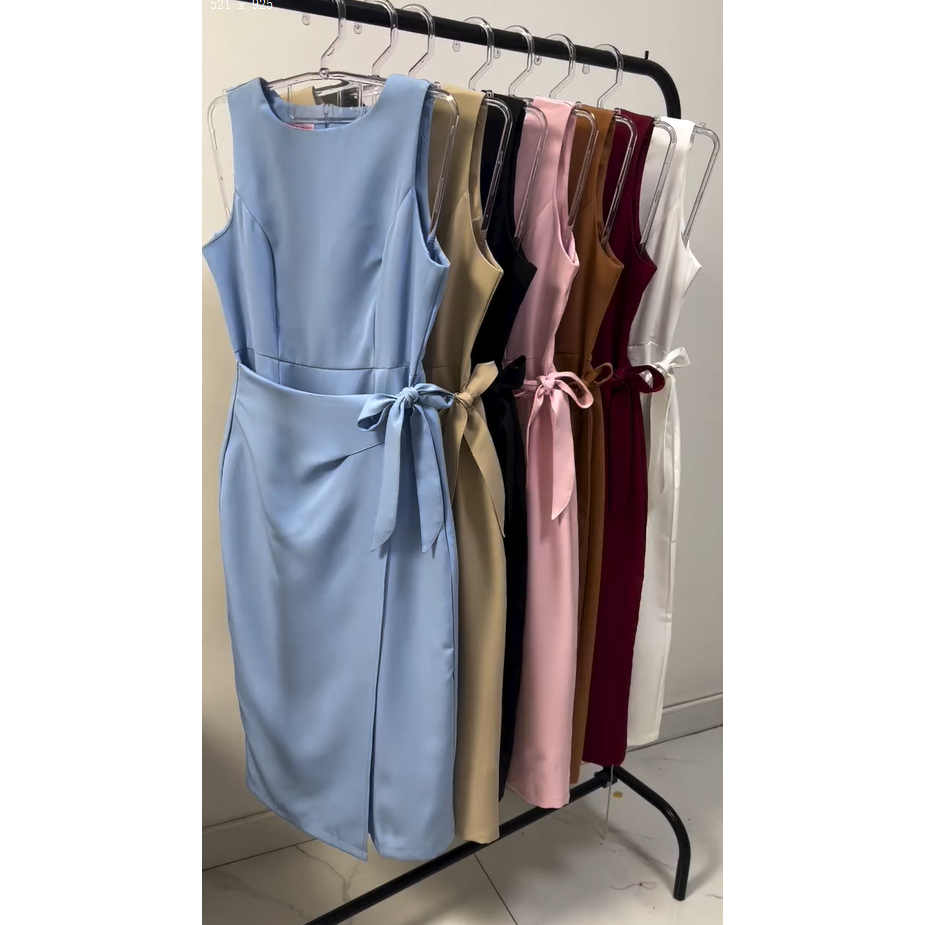 Vestido Feminino Alfaiataria Midi com Amarração Lateral Elegante | PMG