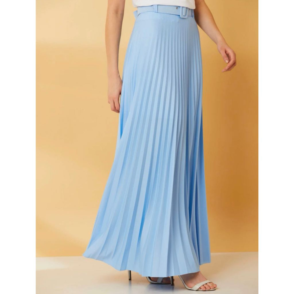 Saia Plissada Longa Evangélica Elegante Forrada Lisa