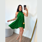 Vestido Feminino Soltinho Rodado Frente Única Gola Elegante Leve Verão 2025 Confortável