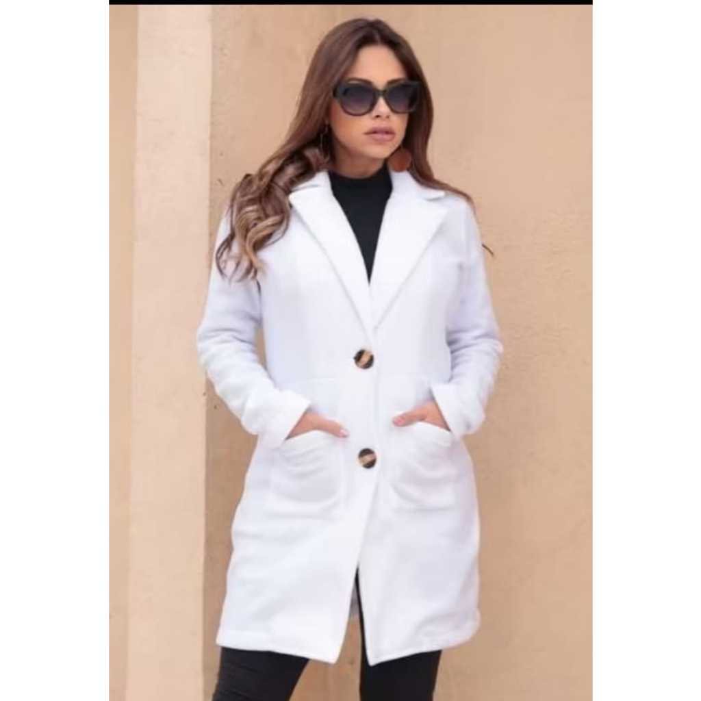 Casaco Sobretudo Feminino Longo Felpado Elegante Inverno Premium
