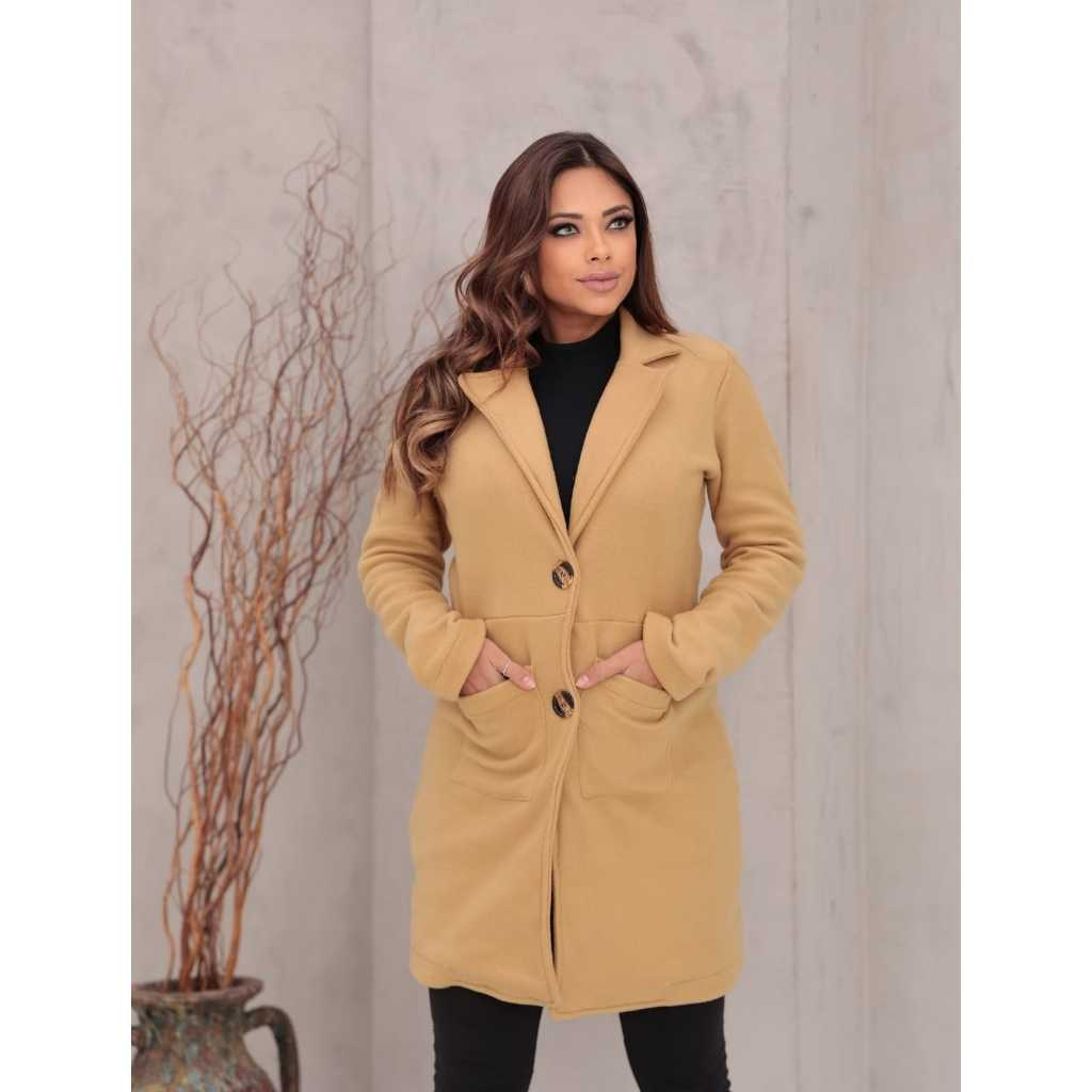 Casaco Sobretudo Feminino Longo Felpado Elegante Inverno Premium
