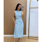 Vestido Feminino Alfaiataria Midi com Amarração Lateral Elegante | PMG