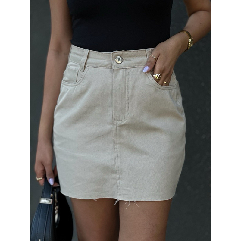 Saia Jeans Feminina Cintura Alta saia midi saia colorido sem rascada 8156