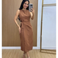 Vestido Feminino Alfaiataria Midi com Amarração Lateral Elegante | PMG