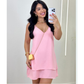 Vestido Curto Soltinho Super Elegante Clara no Tecido Duna Com Babado na Parte de Baixo Moda Verão.
