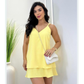 Vestido Curto Soltinho Super Elegante Clara no Tecido Duna Com Babado na Parte de Baixo Moda Verão.