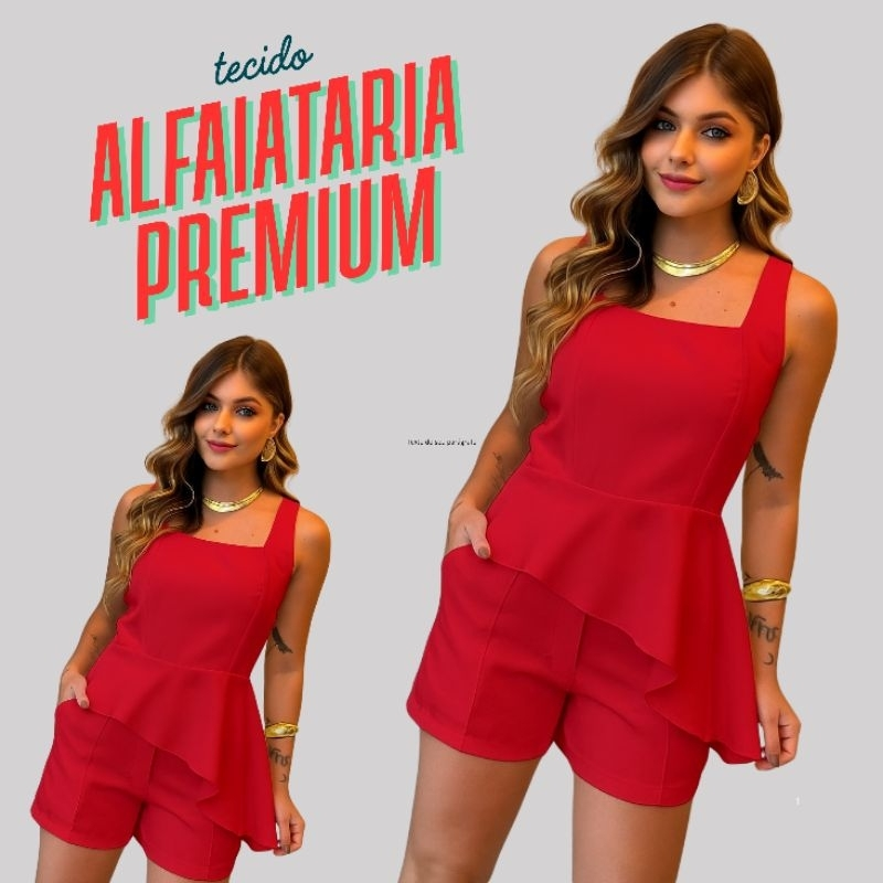 Conjunto Feminino Alfaiataria Regata e Short Estilo Simetria