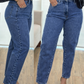 Calça MOM Jeans Feminina Cintura Alta 100% Algodão