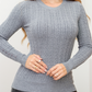 Blusa Feminina Suéter Tricot Trançado Manga Longa Inverno 3RD SD2011