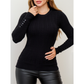 Blusa Feminina Suéter Tricot Trançado Manga Longa Modal de Lã Inverno