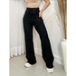 Calça Pantalona Lanzinha Feminina Cintura Alta Com Elastico De e Bolso Outono / Inverno Promoção