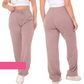 Calça Pantalona Lanzinha Feminina Cintura Alta Com Elastico De e Bolso Outono / Inverno Promoção