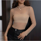Blusa Feminina Tule Manga Longa Transparente Gola Alta Segunda Pele Tendência