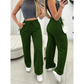 Calça Pantalona Lanzinha Feminina Cintura Alta Com Elastico De e Bolso Outono / Inverno Promoção