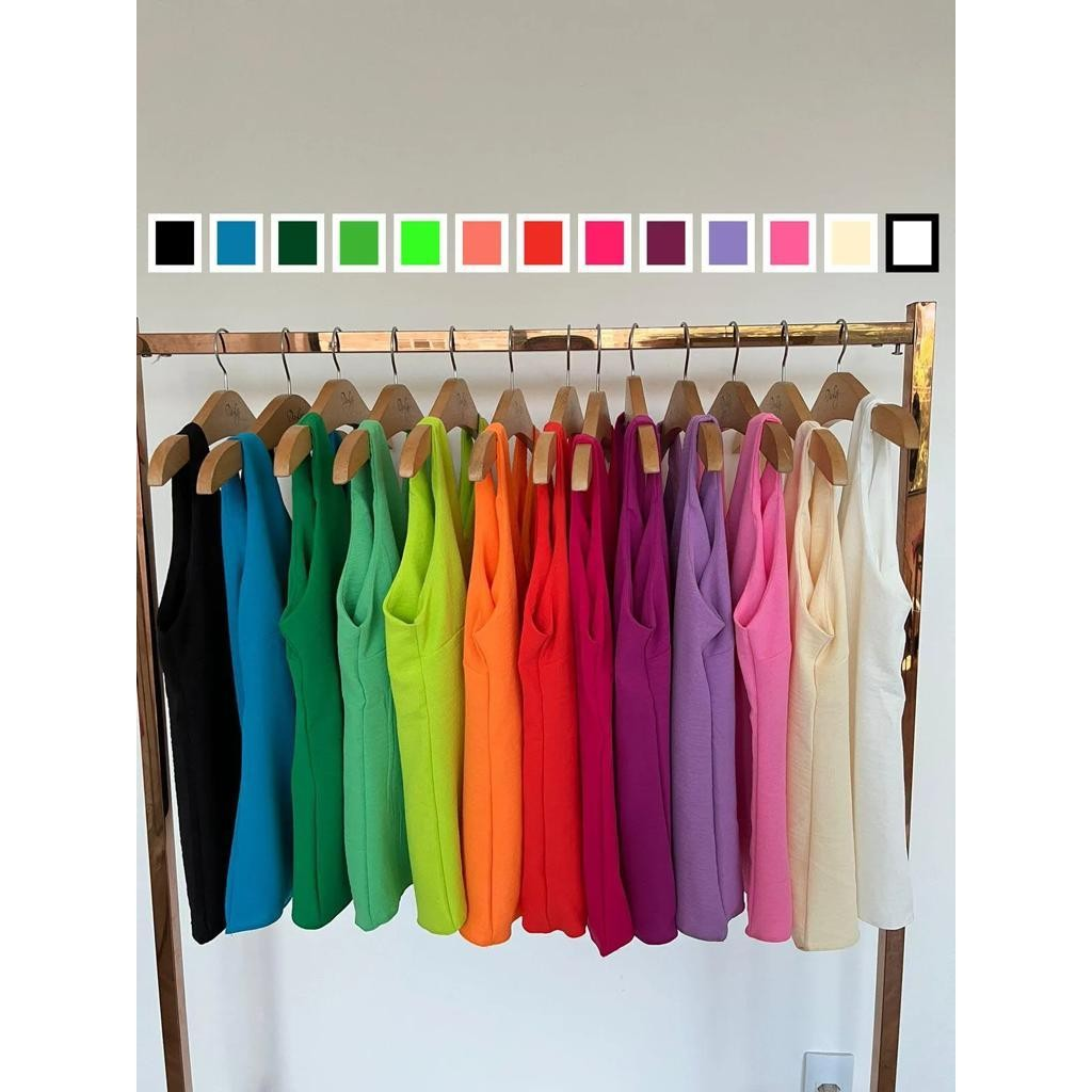 Blusa Feminina Regata Alça Larga Duna Lisa Básica Elegante Frente Única Air Flow