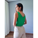 Blusa Feminina Regata Alça Larga Duna Lisa Básica Elegante Frente Única Air Flow