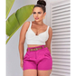 Short Alfaiataria Feminino Social com Cinto Cintura Alta PROMOÇÃO