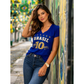 Blusa Brasil Feminina Estilosa Camiseta Decote V Tendência Copa Tecido Viscolycra M ao G2Pluz size
