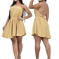 Vestido Curto Frente Única com Costas Nuas – Leve, Elegante e Confortável